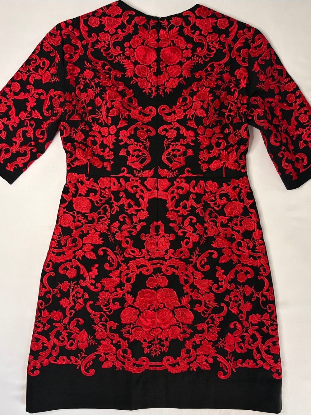 Dolce & Gabbana Red and Black Embroidered Floral Lace Mini Dress - Picture 7 of 15